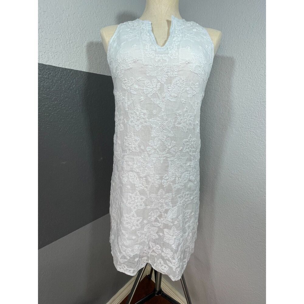 Juliet Dunn London‎ White Embroidered Sleeveless Mini Dress Size 1 S Resort Boho